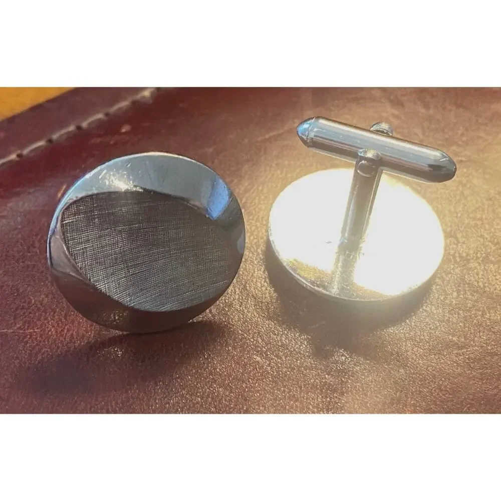 VTG Swank Silver Tone Cufflinks with Etching
